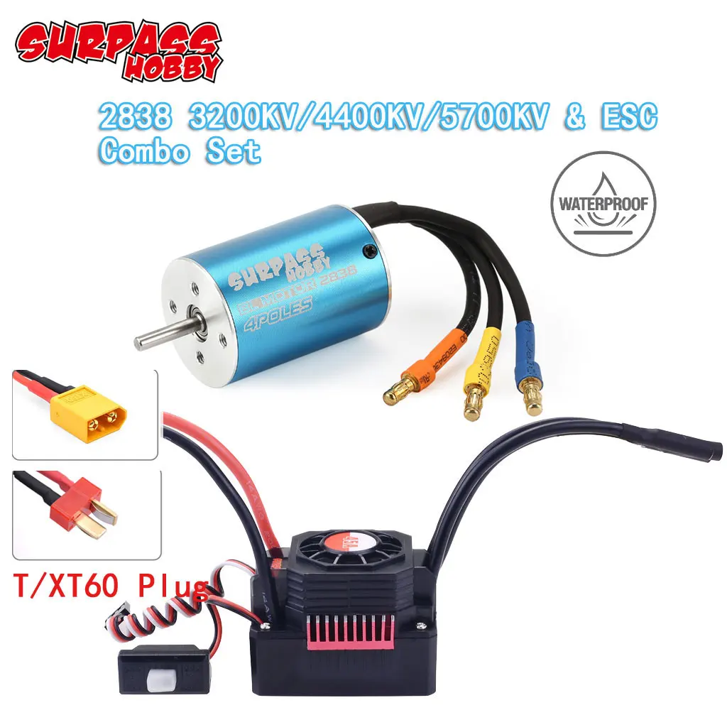 Surpass Hobby водонепроницаемый 45A ESC 2838 3200KV 4400KV 5700KV бесщеточный двигатель для 1/14 1/16 Wltoys