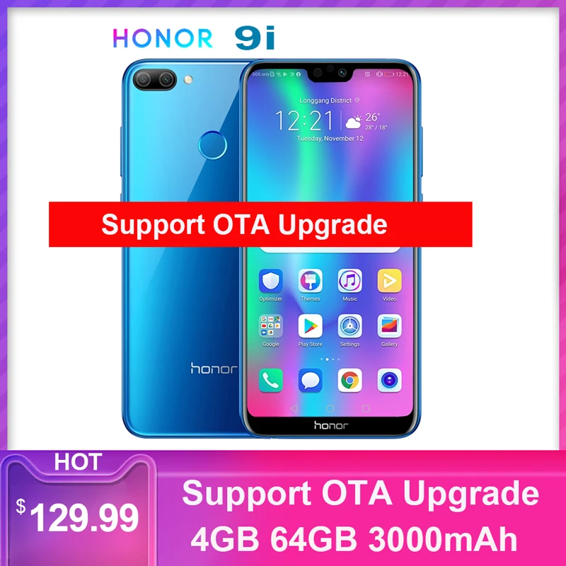 Honor 9i 5 84 дюймов FHD 4 Гб 64 13 МП + 2 Мп Android 8 0 Kirin 659 Восьмиядерный 3000 мАч отпечаток
