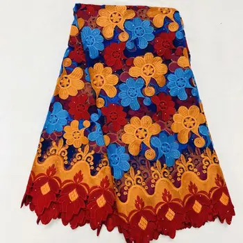 

high quality Fabric African french Tulle french fabric lace Embroidery Flowers Nigerian Lace Fabrics For Wedding dress 5 yards