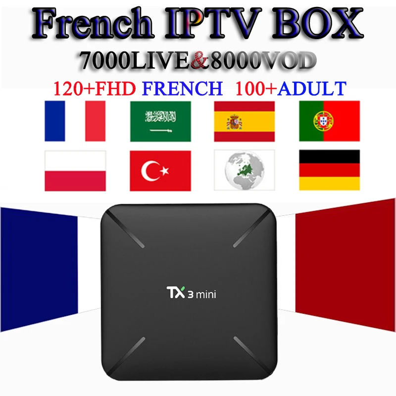 

france iptv tx3 mini android tv box iptv spain french Spanish Arabic poland uk italian belgium adult subscription smart tv box