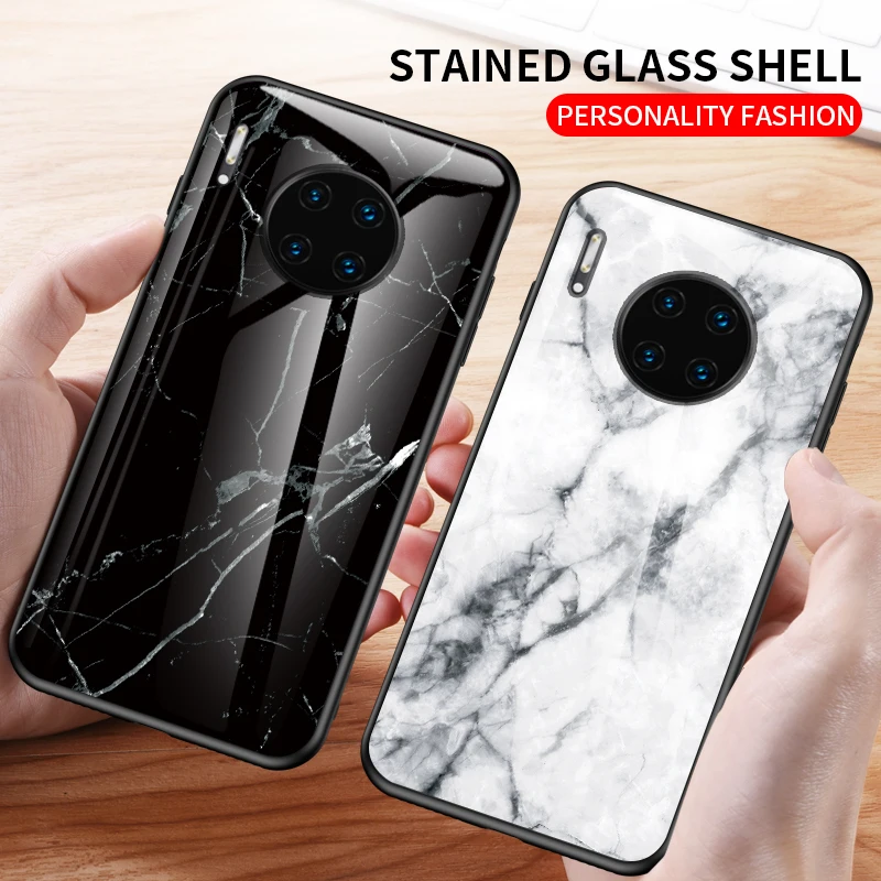 

Dirt-resistant TPU Marble Tempered Glass Phone Cases For Huawei Mate30 Pro P30 Pro/Lite Mate20 Pro Honor 9X 20 Case Fitted Case