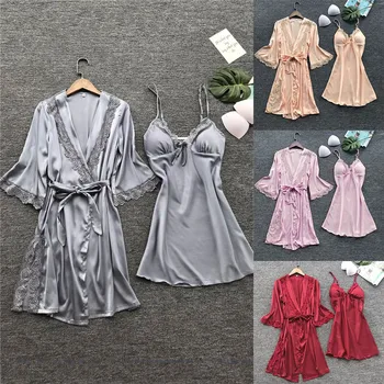 

Women Fashion Sexy Sleepwear Lingerie Lace Temptation Belt Underwear Nightdress ladies solid color Seamless wire free suits