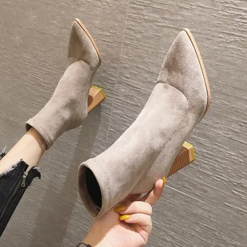 

Women's shoes 2020 new thick heel boots women's short boots fall/winter high heel thin boots Joker boots