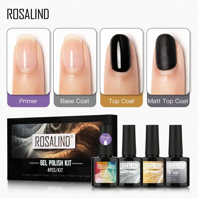 Гель лак для ногтей ROSALIND, Матовый верхний слой, набор основы для маникюра, УФ гель для дизайна ногтей, гибридный набор 10 мл/4 шт.|Комплекты и наборы| | АлиЭкспресс