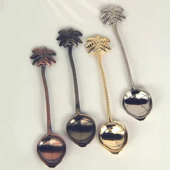

NEW Coconut Tree Tea Coffee Spoon Ice Cream Small Decoration Zine Alloy Gift for Bar Party