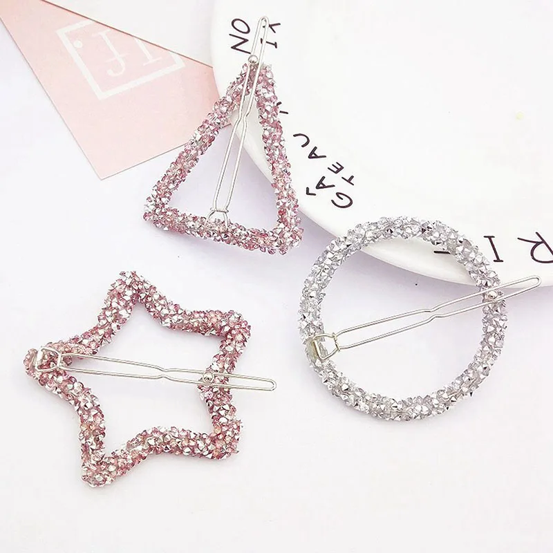 1-Pcs-Fashion-Crystal-Rhinestones-Hairpin-Star-Triangle-Round-Shape-Women-Hair-Clips-Barrettes-Hair-Styling