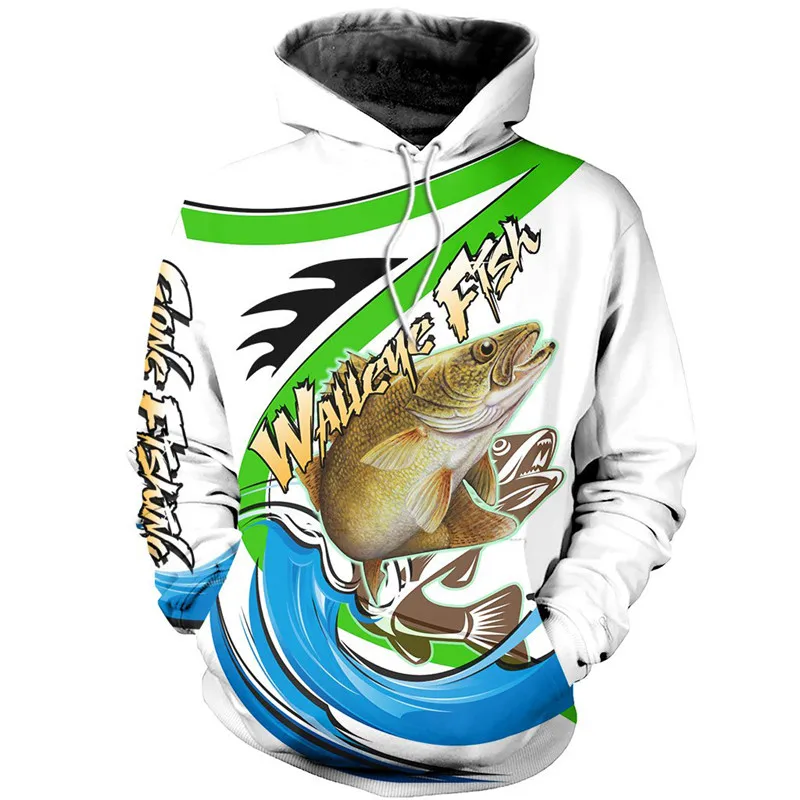 

Fashion Harajuku casual zipper hoodie Beautiful Walleye Fish3D printing unisex hoodie autumn and winter sweatshirt