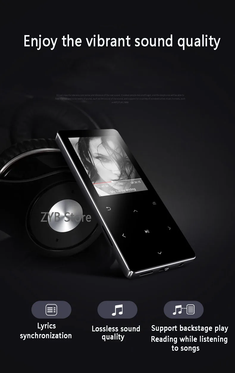 Bluetooth 4,2 MP4 плеер сенсорный ключ ультра тонкий MP3 музыкальный плеер с динамиком 1,8 дюймов цветной экран без потерь звук с FM Электронная книга