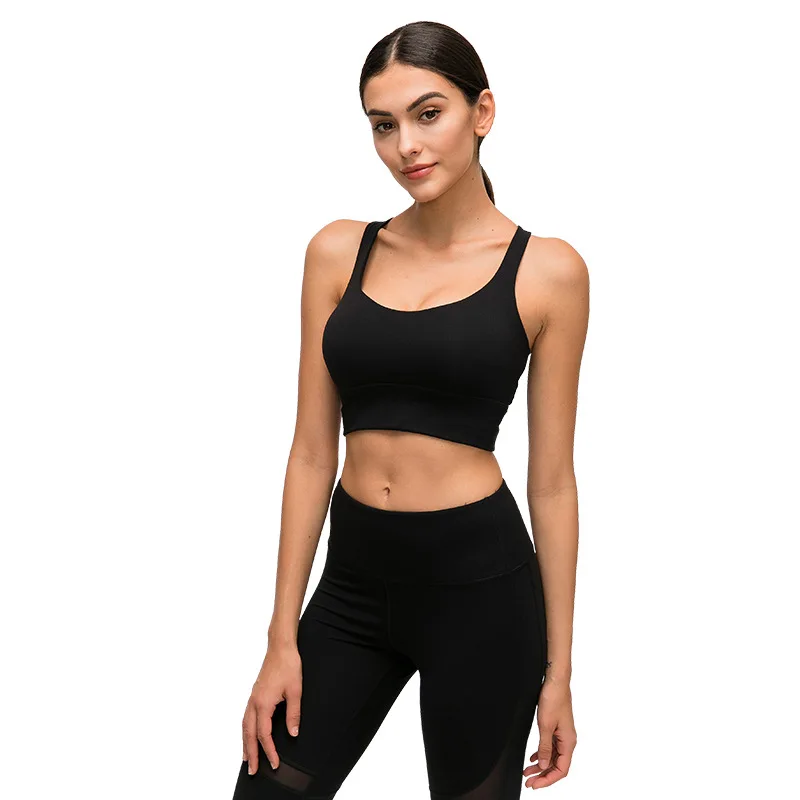 Autumn New Double Shoulder Strap Shockproof Sports Underwear Women Gather Breathable Widened Yoga Bra Seamless Sports Bra