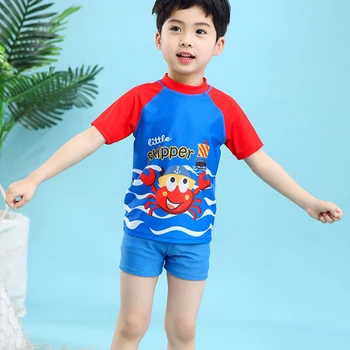 

Boys 2 Pieces Swimsuits Cartoon Crab Swimwear Kids Speed-dry Bathing Suit Children Swim Suit For Beach Swimming Boy Bodysuit