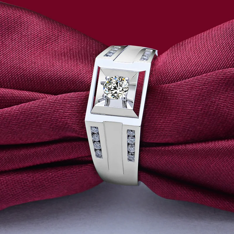 Натуральный бриллиант GIA обручальное кольцо для мужчин 0,19 + 0.22ct GIA Алмаз ручной работы обручальные ювелирные изделия 18 к белое золото