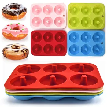 

6-Cavity Donut Mold DIY Cake Mould Kitchen Tool Chocolate Biscuit Cake Mold Non-Stick Candy 3D Mold Silicone Donut Baking Pan
