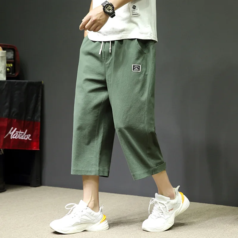 

Large Size 2019 Summer New of Large Size Origional Men's Macheda Flax Velcro Casual Pants Capri Pants