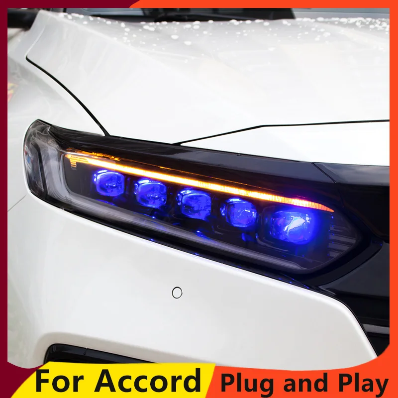 Автомобильный Стайлинг Головной фонарь для Honda- Accord фара Accord все светодиодный фонарь динамический сигнал поворота