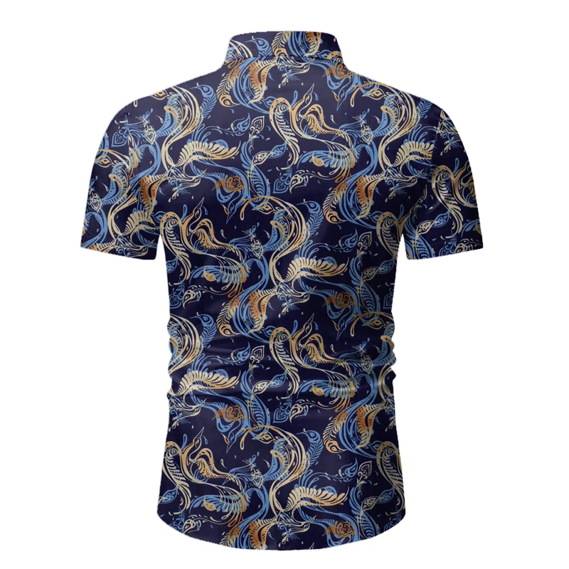 Мужские повседневные пляжные рубашки Slim Fit с коротким рукавом Цветочная гавайская рубашка вечерние праздничные каникулы мужская одежда Camisa Social Masculina