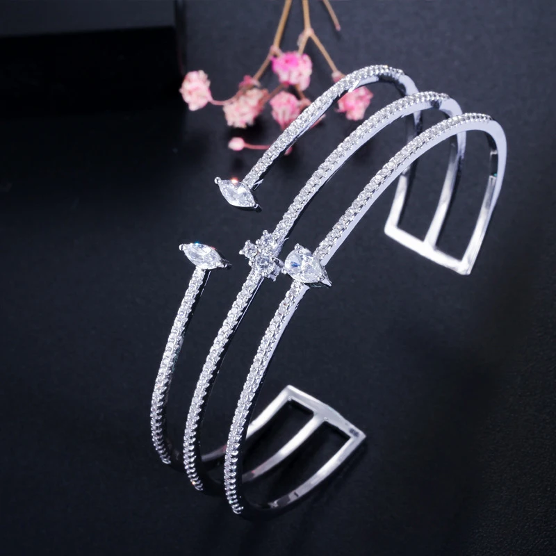

DEELAN new hot fashion bangles for women multilayer adjustable open Cuff bracelet Bangle Crystal zircon Jewelry girl party gift