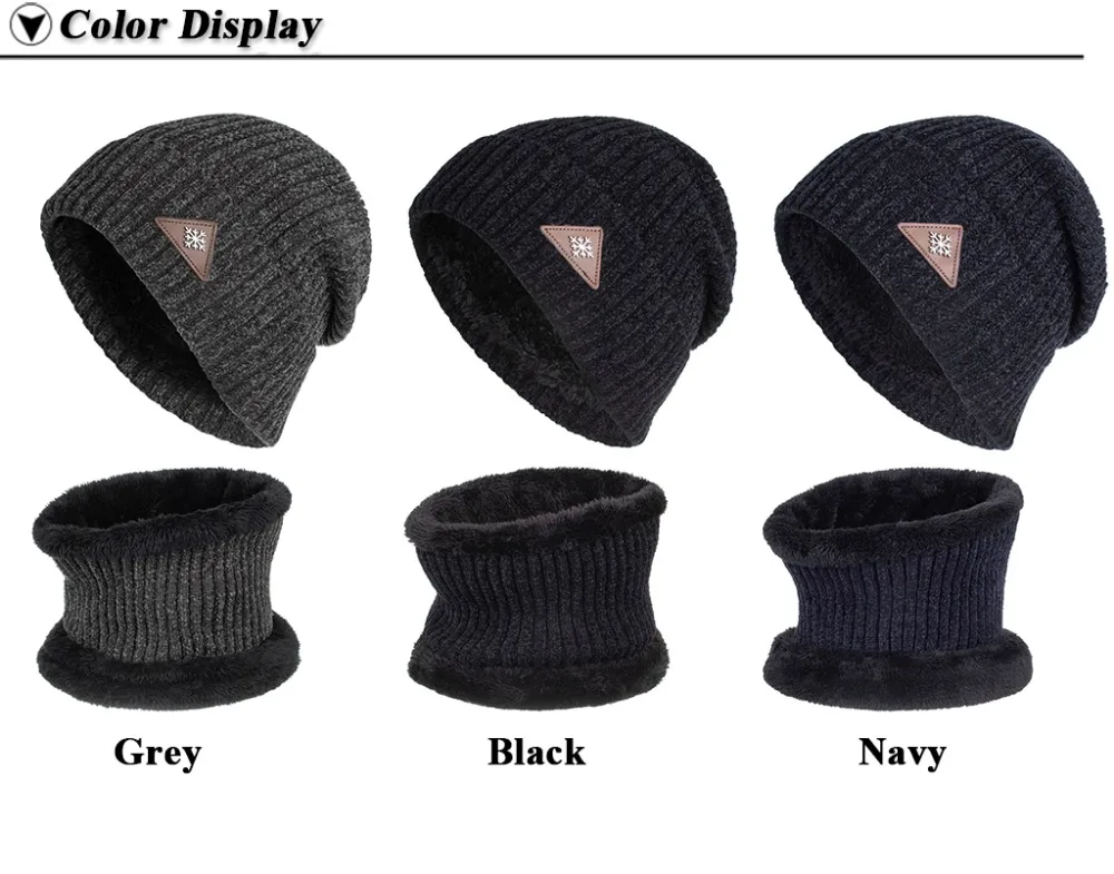 Joymay New Winter Beanies Neack Warmer Set Unisex Plain Warm Soft Scarf Skull Knitting Cap Hats Touca Gorro Caps WM126