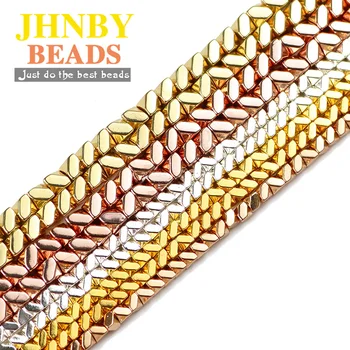 

JHNBY Faceted Triangle Pyramid Gold Hematite Natural Stone 3/4.5mm Spacer Loose Beads For Jewelry Making Diy bracelets Findings