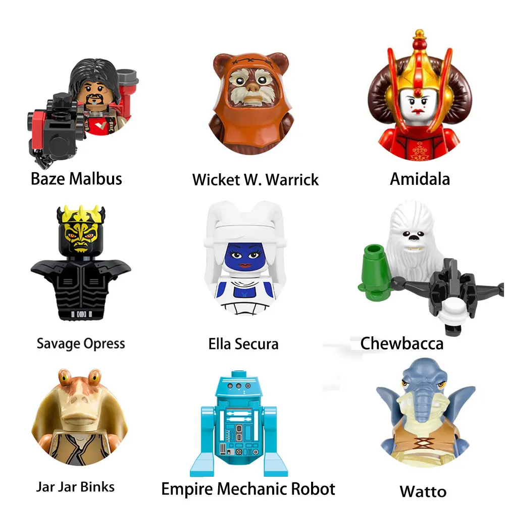 Jar Binks Чубакка Хан Соло строительные блоки Jawas Leia Ewoks Amidala Gamorrean Звездный кирпич