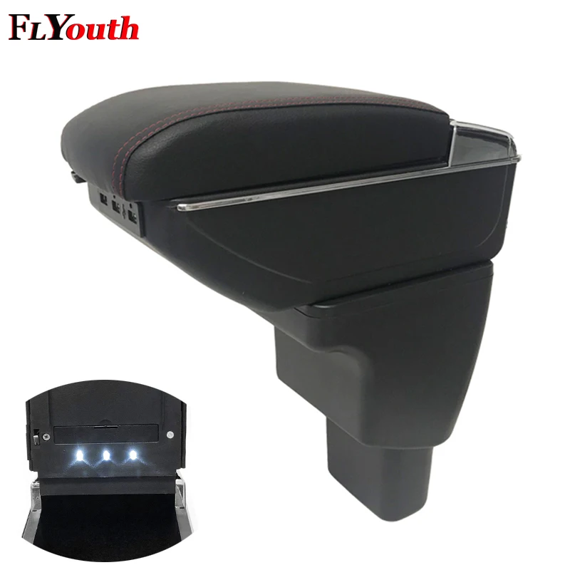 Car Armrest Box For Hyundai i10 2015 2018 USB Charging LED Light Arm Rest Rotatable Centre