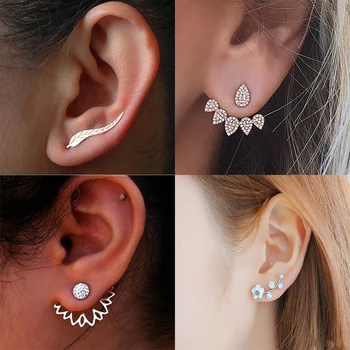 

2019 new crystal flower drop earrings for women fashion jewelry golden silver rhinestone earrings gift for party best friend