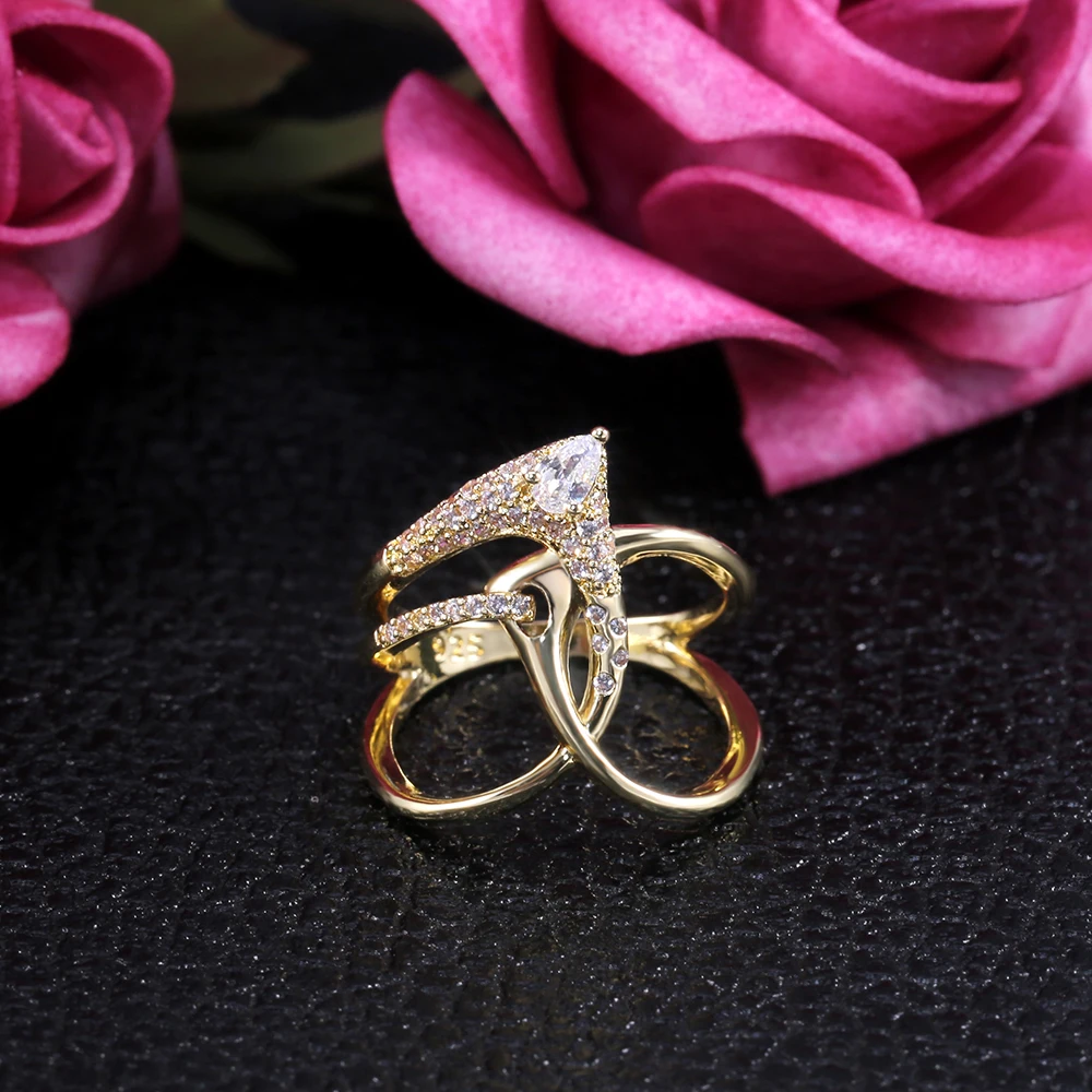 Huitan Luxury Irregular Magical Witch Ring Super Cool Accessories Gadget Golden Twist Winding Women Jewelry Personality Rings - Image 2
