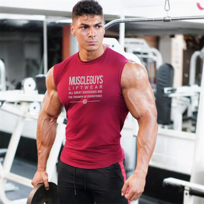 Muscleguys майка для бодибилдинга, Мужская одежда для фитнеса и спортзала, мужские жилеты без рукавов, хлопковые майки, Майки для мышц