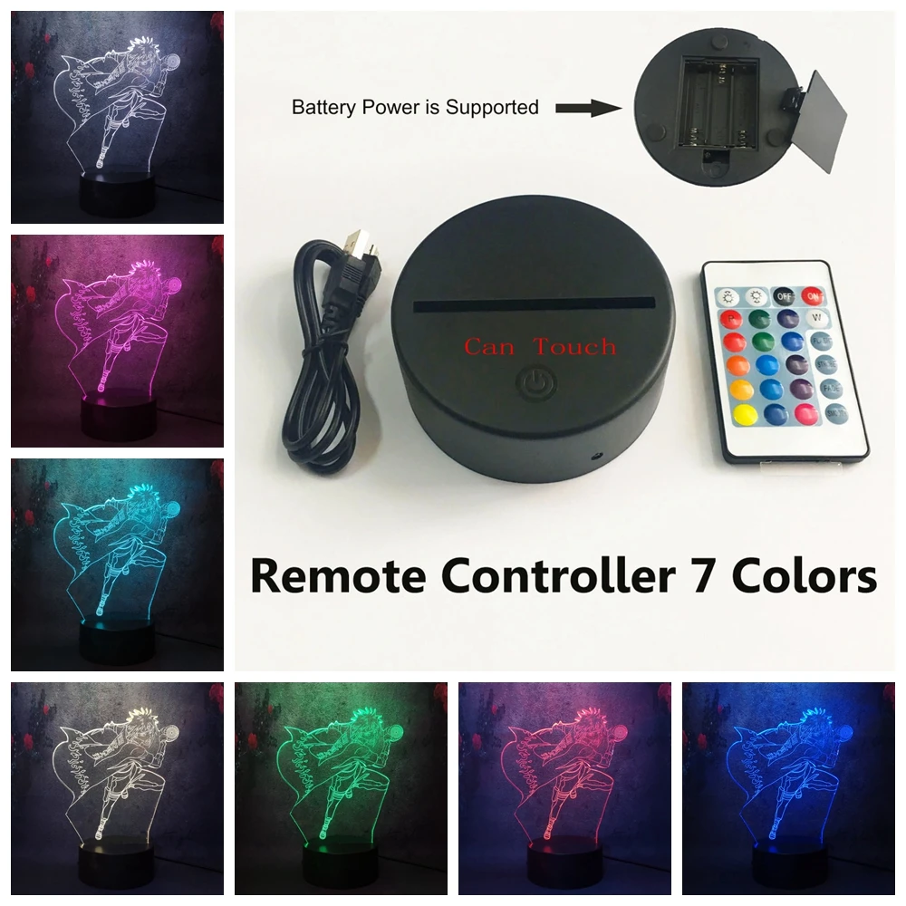 Remote 7 color Рисунок из мультфильма; креативное комиксов рисунок светодиодный 3D стол Ночной светильник лампа Узумаки Наруто отец Uzumaki USB Plug ночники 7 цветов флэш-памяти - Испускаемый цвет: Remote 7 color