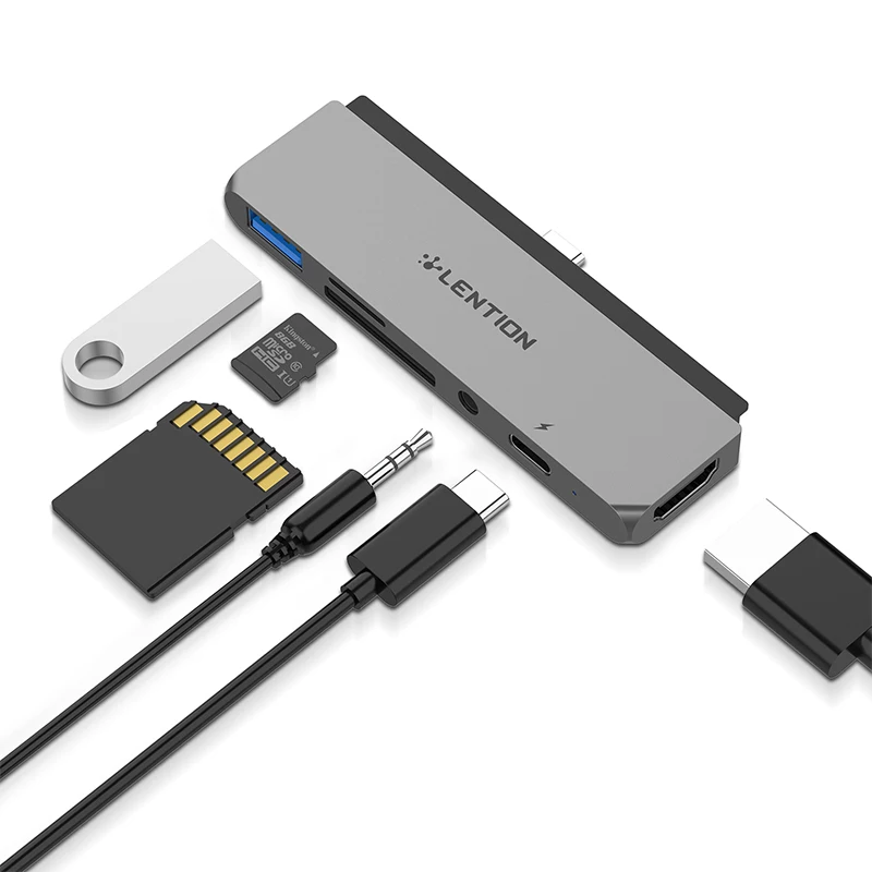  USB C Multi-Port Hub for New iPad Pro 11/12.9 with 4K HDMI USB 3.0 SD/Micro SD Card Readers Power D