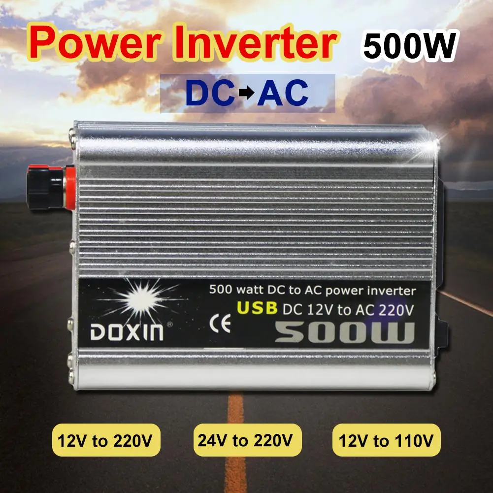 Doxin 500W DC 12 V/24 V to AC 110 V/220 V модифицированный синусоидальный автомобильный преобразователь