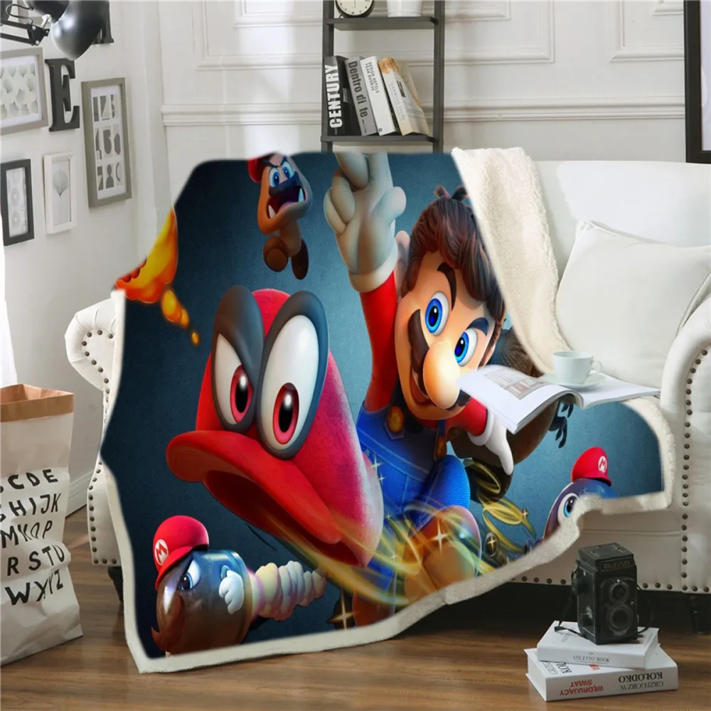 Супер Марио 3D печатных шерпа одеяло диване одеяло покрывало путешествия постельные принадлежности выход бархат плюш плед Флисовое одеяло покрывало - Цвет: 25