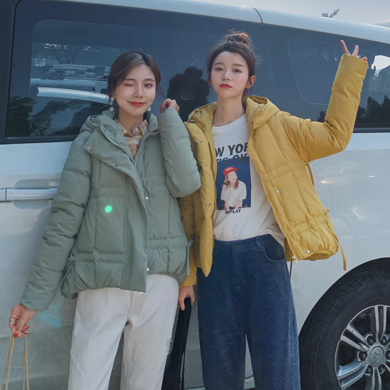 

2019 Winter Cotton Dress Women's Short Korean-style Loose-Fit Students Short-height INS Hong Kong Style Small Cotton-Padded Jack