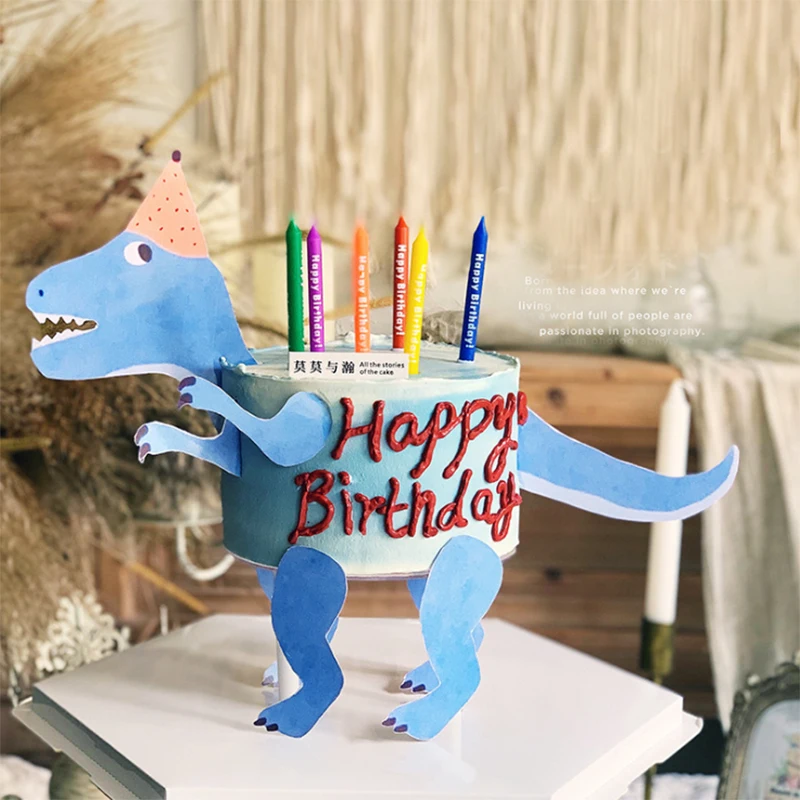 

Dinosaur Decoration Boy Birthday Party Cake Topper Kids Favor Gift Tyrannosaurus Dinosaur Cupcake Dessert Card Baking Supplies