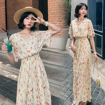 

Vintage Summer V Neck Polka Dot Print Dress Women Elegant A Line Midi Dress Korean Fashion Long Sleeve Dress Vestido