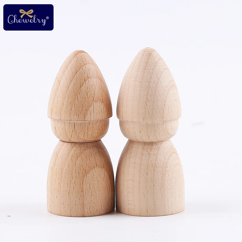 unpainted wooden peg dolls