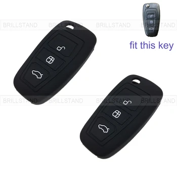 

2pcs 3 Button Silicone Car Remote Key Fob Silica Gel Holder Case Cover for Ford Series Black