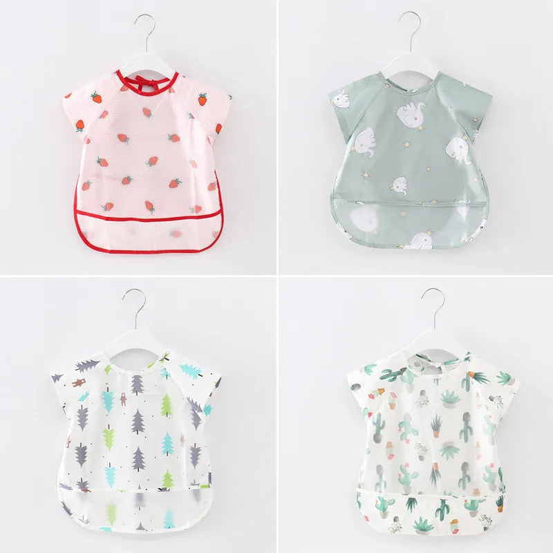 Baberos de algodón EVA para bebé, pechera impermeable para el almuerzo, Fruta de dibujos animados de impresión, Baberos para niños y niñas, paños de alimentación para eructar, delantal, ropa