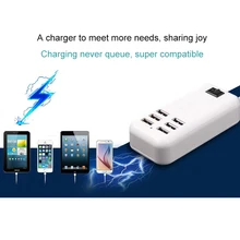 Быстрый Телефон Зарядное устройство 20 Вт USB Мощность адаптер 6-Порты зарядка через usb станции Разъем быстрой зарядки разъем 1,5 м кабелем EU штепсельной вилки для планшета