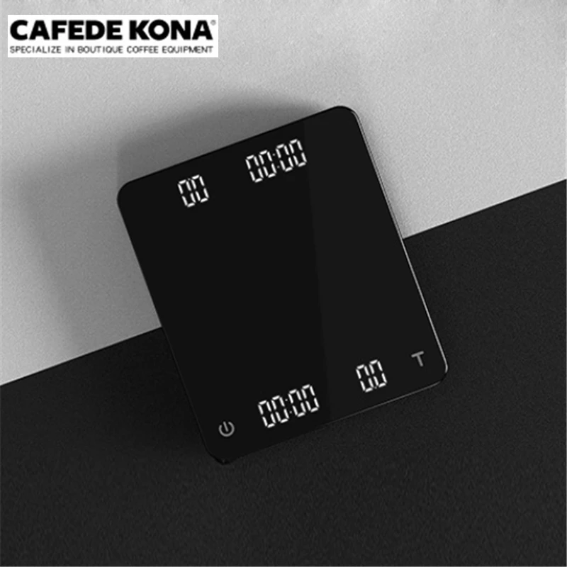 US $46.20 Cafede Kona Electronic Coffee Scale With Dual Monitors Usb Charge Smart Digital Coffee Scales With Timer 3kg01g Kitchen Scale
