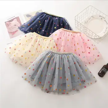 

girls summer geometric pattern tulle tutu skirts baby girl mesh skirt children clothes wholesale