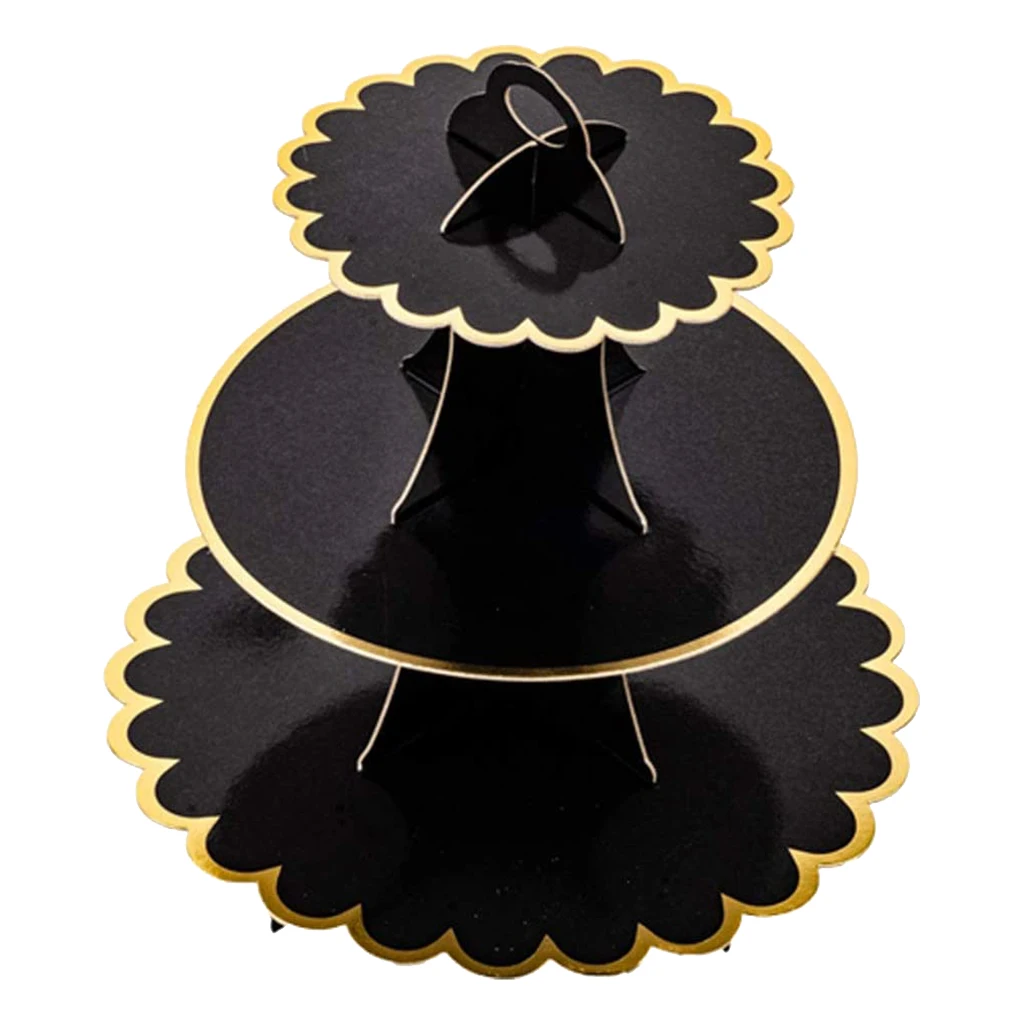 3-Tier Round Cardboard Cupcake Stand Dessert Tower Treat Pastry Cake Serving Platter Food Display