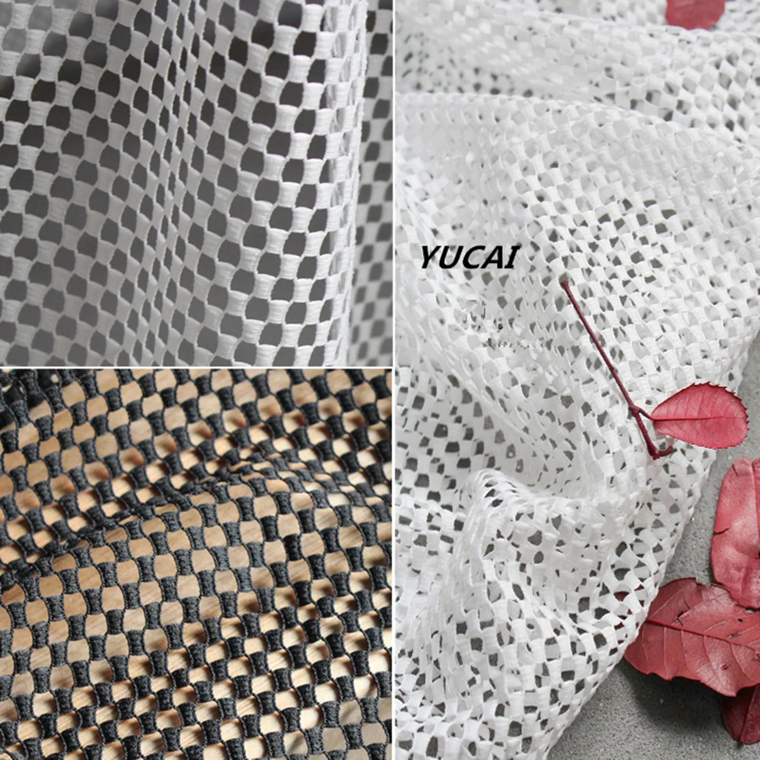 0.5X145CM мягкая текстура маленькая сетка черно-белая двухсторонняя сетчатая ткань