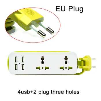 

EU/UK/US Plug Socket Outlet Portable Travel Power Strip Surge Protector 2 Sockets with 4 USB 5V 2A Output Smart Charger