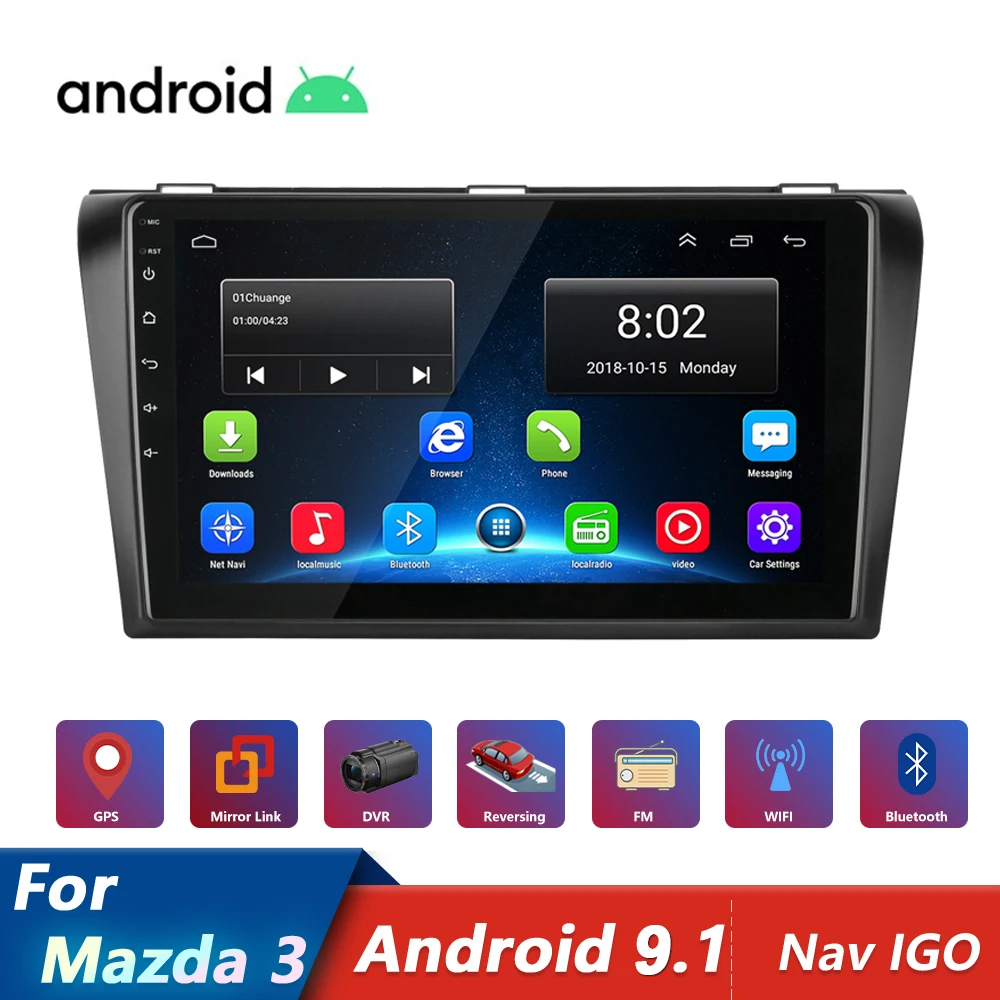 Android 10 1 2din автомобильный Радио мультимедийный плеер для Mazda 3 2004-2013 2G + 32G