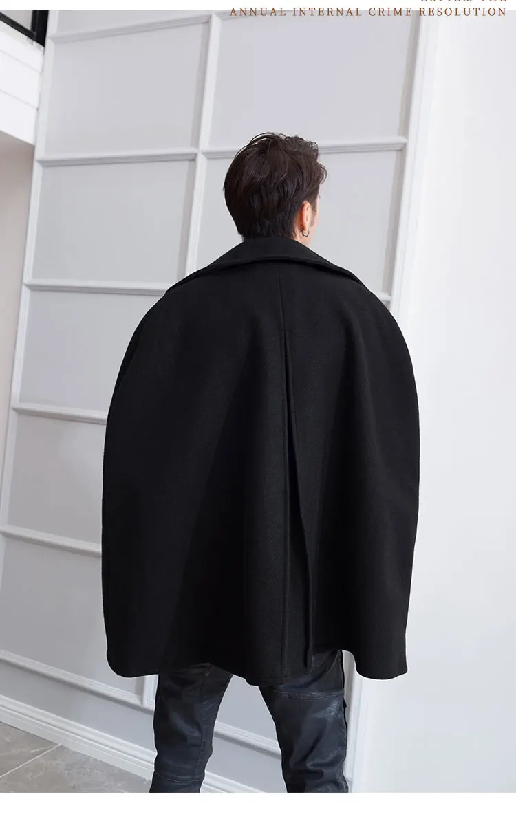 M-4XL winter lapel tide men's men's coat cloak cape long woolen student windbreaker woolen cape coat loose