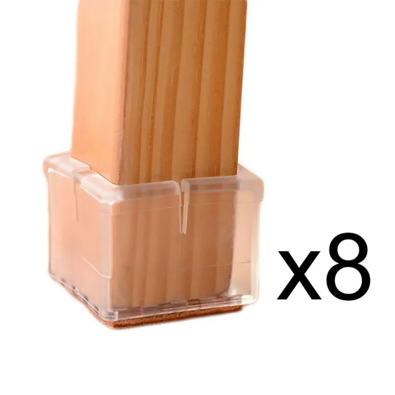 

NEW 8pcs /Set Square Chair Leg Caps Rubber Feet Protector Pads Furniture Table Covers