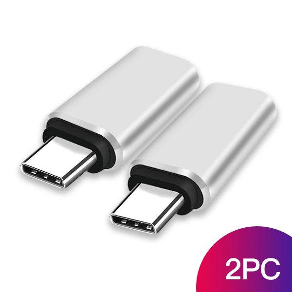 ACCEZZ 2 шт. Тип C адаптер Мужской до 8 Pin женский USB C быстрой зарядки Разъем синхронизации данных OTG конвертер для huawei P20 Pro Xiaomi - Цвет: 2PC Silver