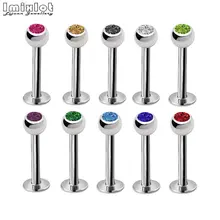 Imixlot 10 шт./лот хрустальный шар Лабрет кольцо губы пирсинг для хрящевой части уха губы серьги пирсинг Ombligo уха пирсинг ювелирные изделия для тела