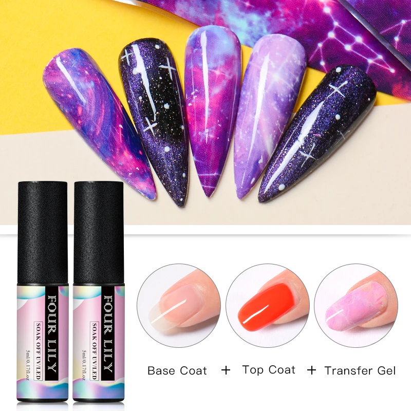 

FOUR LILY Multi-Use Top & Base Coat Gel Nail Polish UV 5ml Transparent Soak Off Primer Reinforcement Gel Nail Art Lacquer