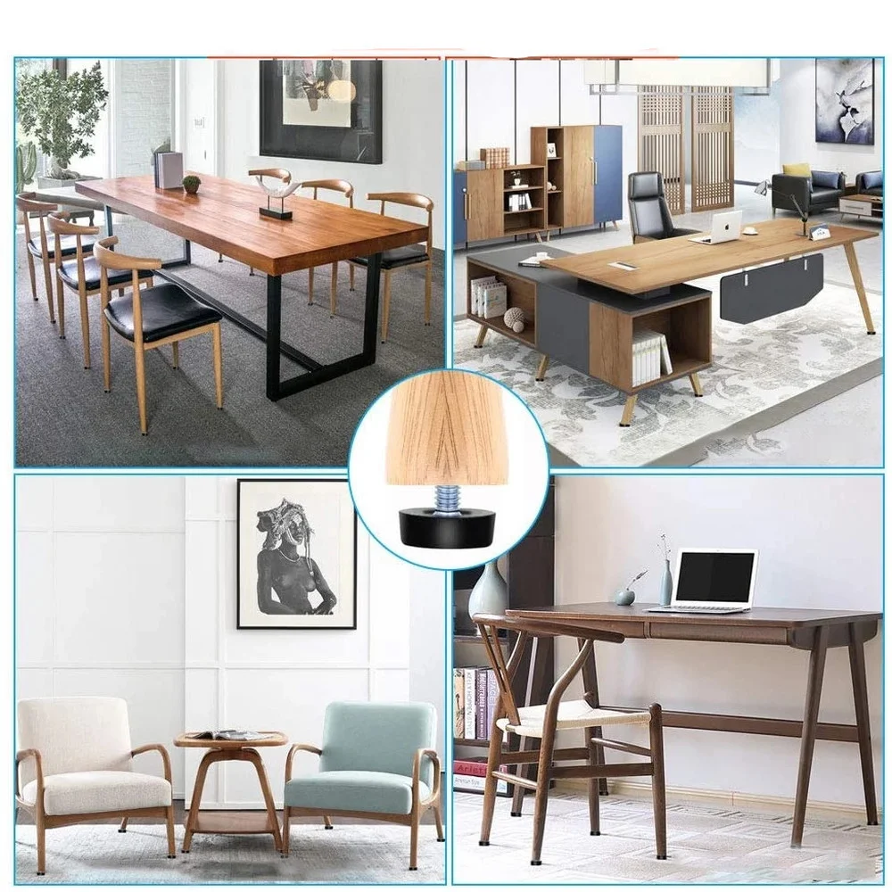 20Pcs Adjustable Foot Pad Furniture Legs Anti-slip Base Table Cabinet Leg Pad Feet Leveler M6 Screw Metal Furniture Accessories